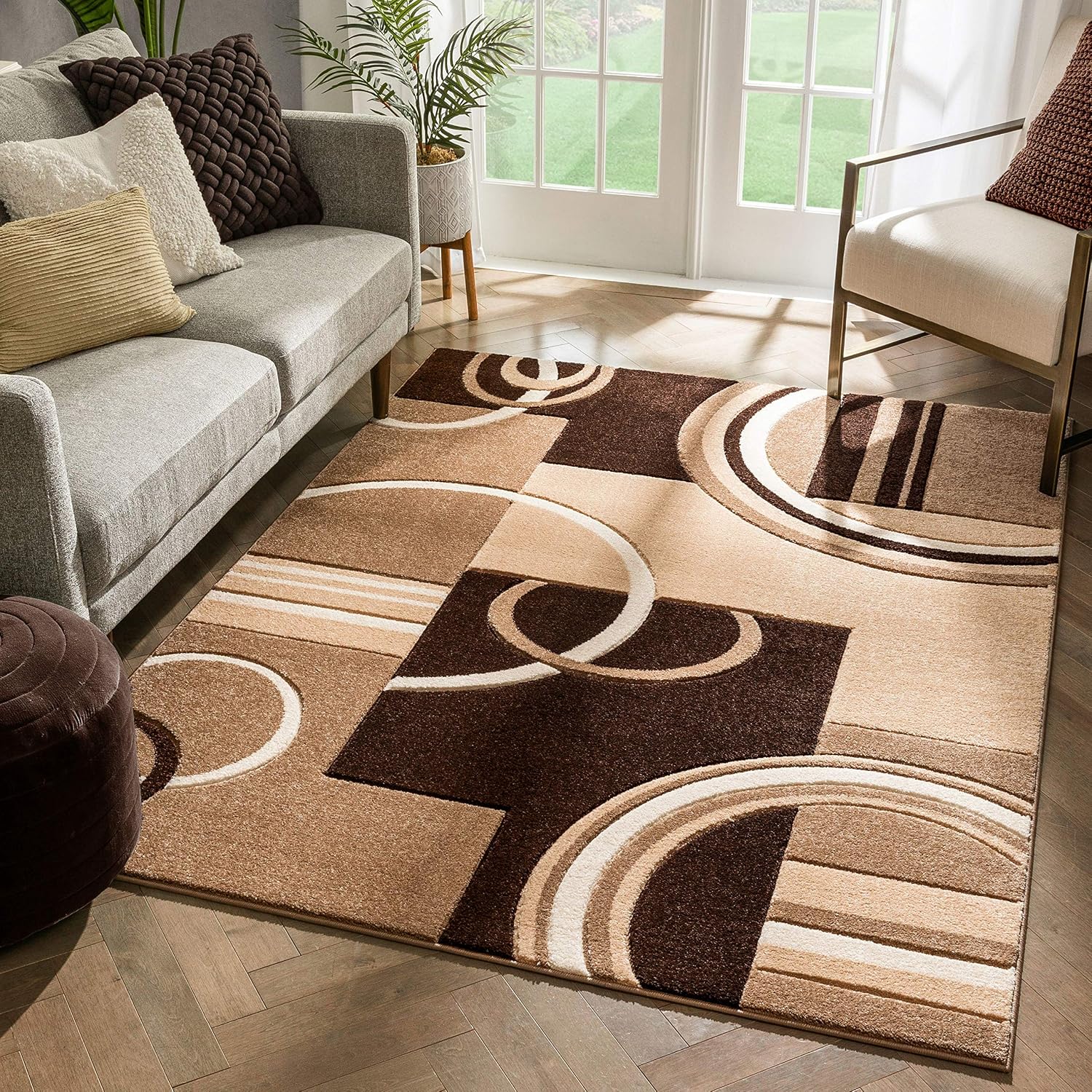 Modern Neutral Geometric Area Rug