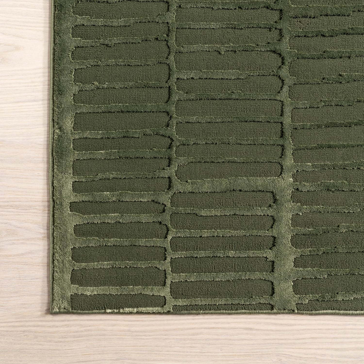 Washable Green Geometric Area Rug
